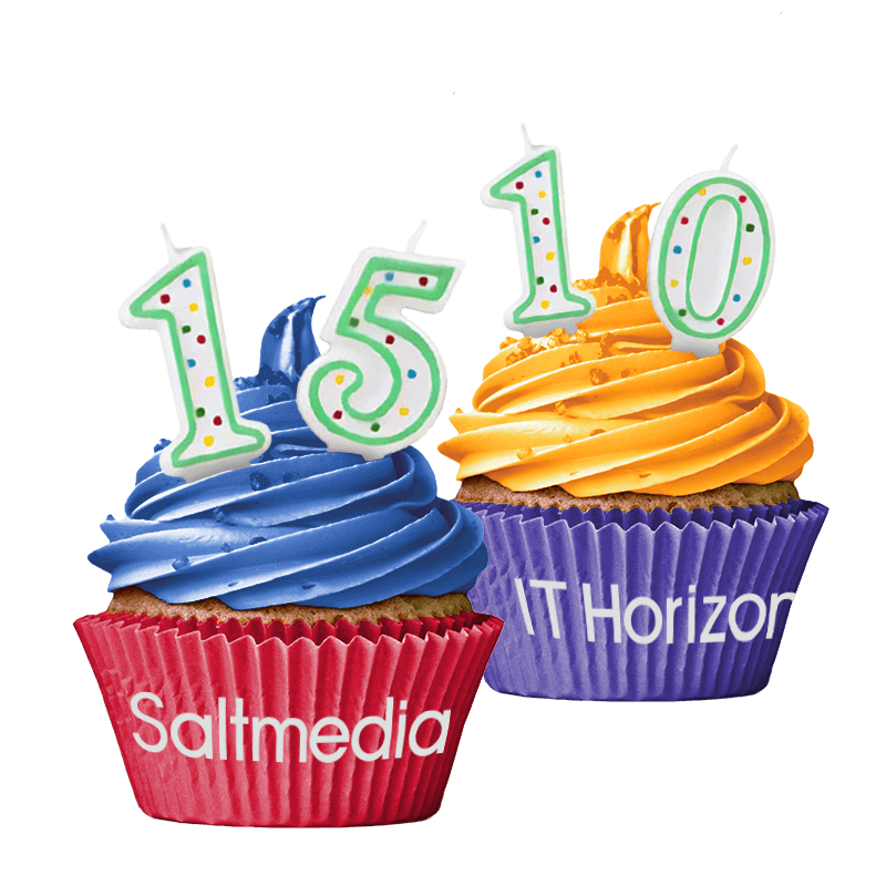 Cupcakes with Number Candles for Saltmedia and IT Horizons Anniversary